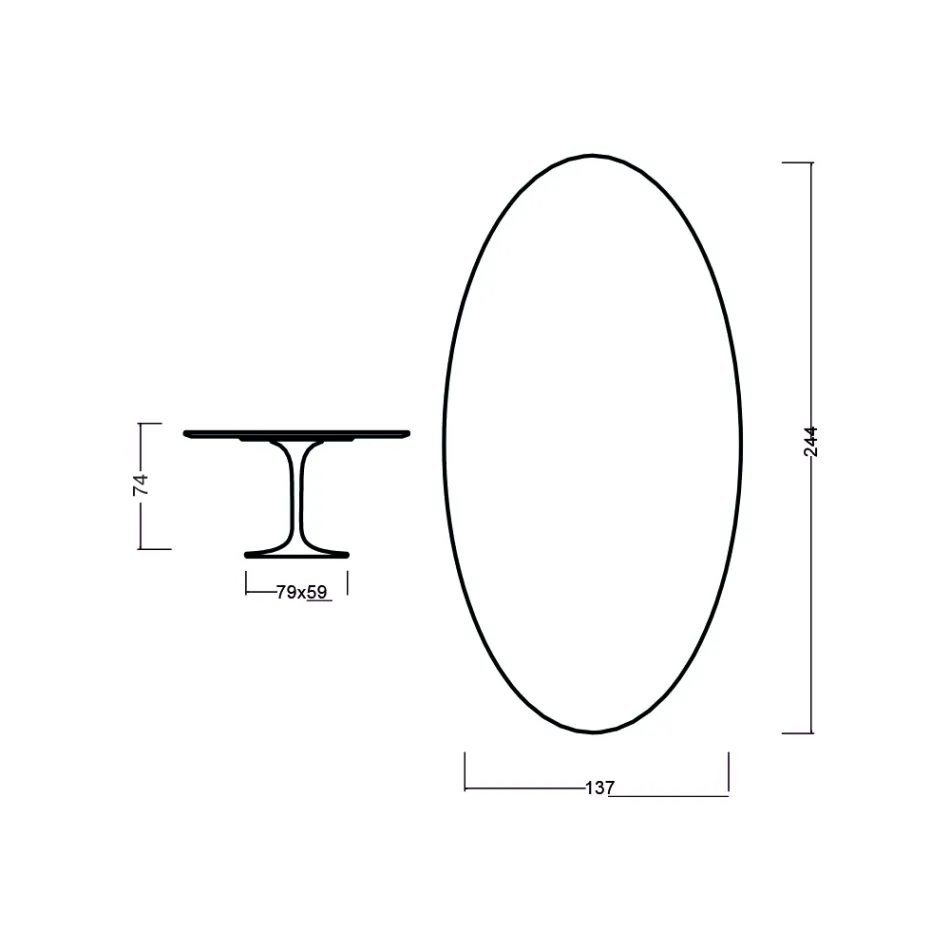 Tulipánový stůl Eero Saarinen H 73 Oval z přírodního dubu Made in Italy - Scarlet Viadurini