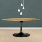 Tulipánový stůl Eero Saarinen H 73 Oval z přírodního dubu Made in Italy - Scarlet Viadurini