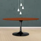 Tulipánový stůl Eero Saarinen H 73 Oval z třešňového mořeného dubu Made in Italy - Scarlet Viadurini