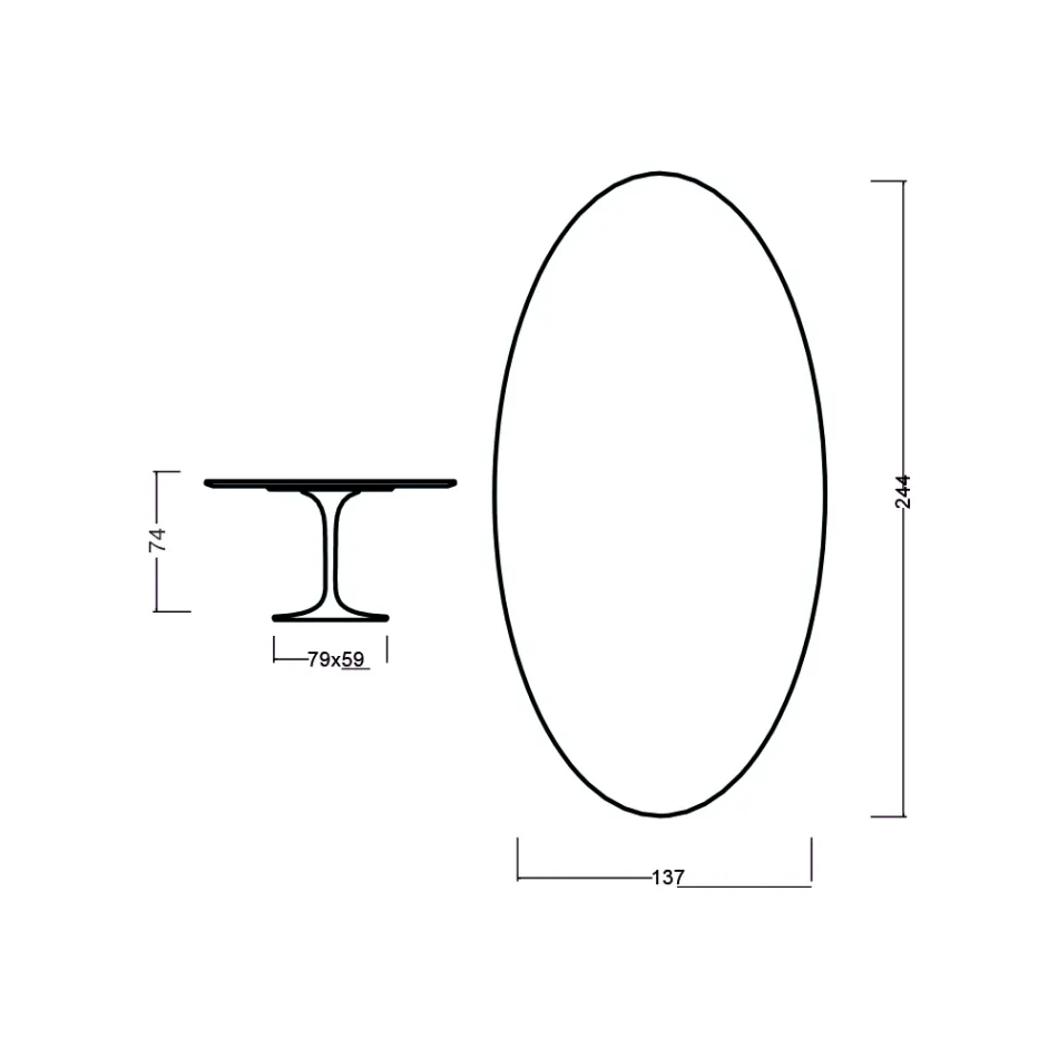 Tulipánový stůl Eero Saarinen H 73 Oval z mořeného dubu Made in Italy - Scarlet Viadurini