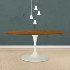 Eero Saarinen Tulipánový stůl H 73 oválný z dubu mořeného na světlý ořech Made in Italy - Scarlet Viadurini