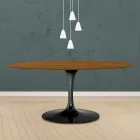 Eero Saarinen Tulipánový stůl H 73 oválný z dubu mořeného na světlý ořech Made in Italy - Scarlet Viadurini