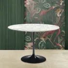 Eero Saarinen Tulipánový stůl H 73 Round s deskou z carrarského mramoru Made in Italy - Scarlet Viadurini