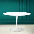 Tulipánový stůl Eero Saarinen H 73 Round v absolutní bílé barvě Made in Italy - Scarlet Viadurini