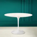 Tulipánový stůl Eero Saarinen H 73 Round z diamantově krémové keramiky Made in Italy - Scarlet Viadurini