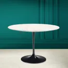 Tulipánový stůl Eero Saarinen H 73 Round z diamantově krémové keramiky Made in Italy - Scarlet Viadurini