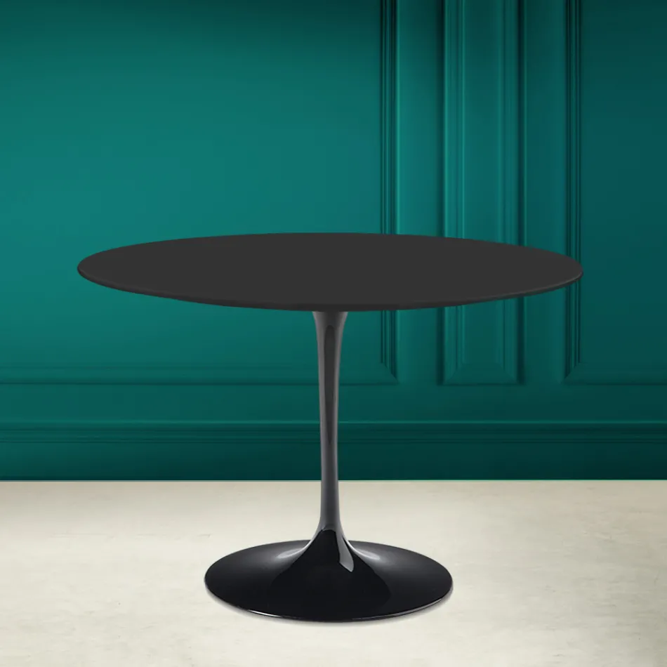 Tulipánový stůl Eero Saarinen H 73 Round z keramiky Noir Soft Made in Italy - Scarlet Viadurini