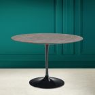 Tulipánový stolek Eero Saarinen H 73 Kulatý v šedé kamenné keramice Made in Italy - Scarlet Viadurini