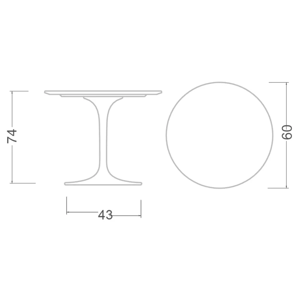 Tulipánový stůl Eero Saarinen H 73 Round Ceramic Sirius Made in Italy - Scarlet Viadurini
