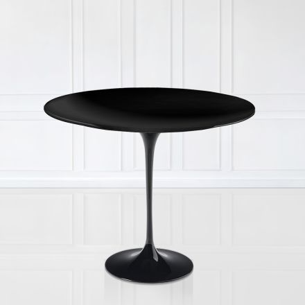 Tulipánový stůl Eero Saarinen H 73 Kulatý v černém tekutém laminátu Made in Italy - Scarlet Viadurini