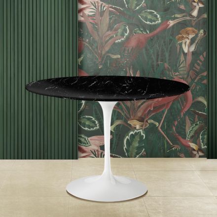 Kulatý tulipánový stůl Eero Saarinen H 73 v černém mramoru Marquinia Made in Italy - Scarlet Viadurini