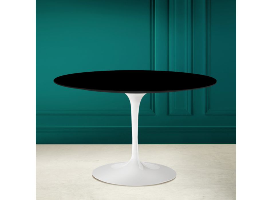 Tulipánový stůl Eero Saarinen H 73 Kulatý v absolutní černé Made in Italy - Scarlet Viadurini