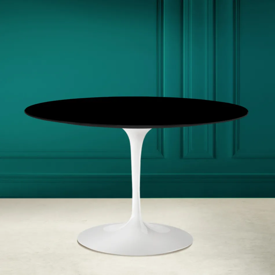 Tulipánový stůl Eero Saarinen H 73 Round v absolutní černé barvě Made in Italy - Scarlet Viadurini