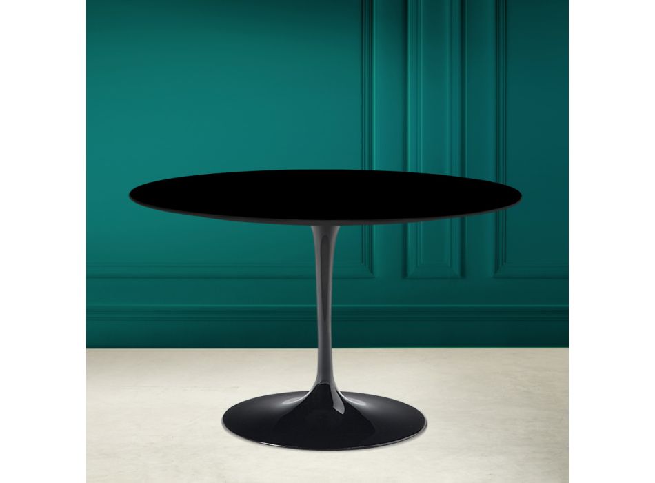 Tulipánový stůl Eero Saarinen H 73 kulatý v absolutní černé Made in Italy - Scarlet Viadurini