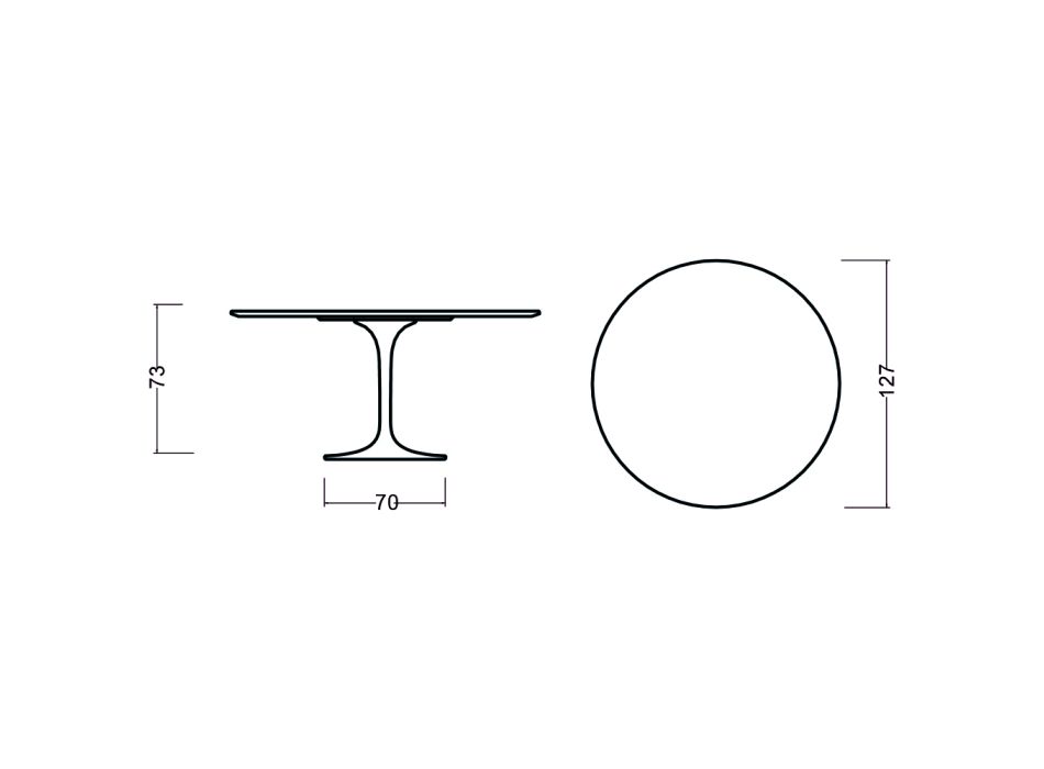 Tulipánový stůl Eero Saarinen H 73 kulatý v moka tónovaném dubu Made in Italy - Scarlet Viadurini