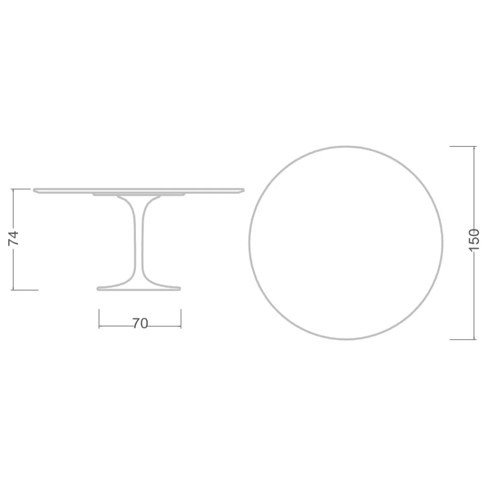 Tulipánový stůl Eero Saarinen H 73 Round in Statuario Altissimo Made in Italy - Scarlet Viadurini