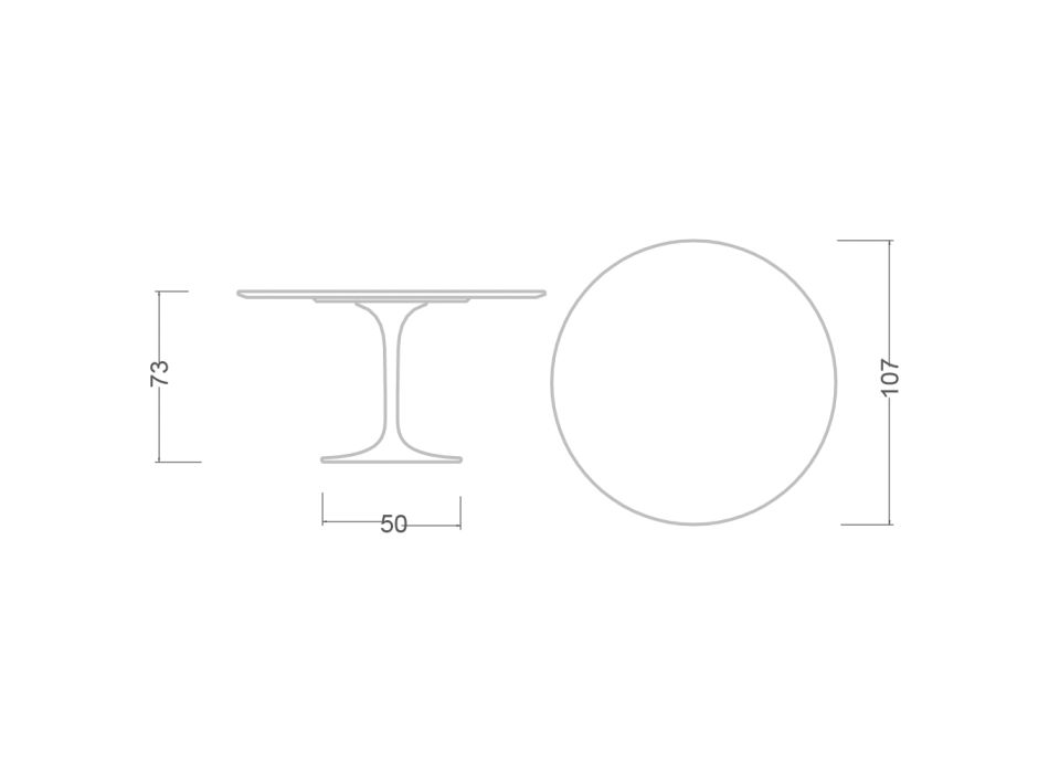 Tulipánový stůl Eero Saarinen H 73 Round in Statuario Altissimo Made in Italy - Scarlet Viadurini