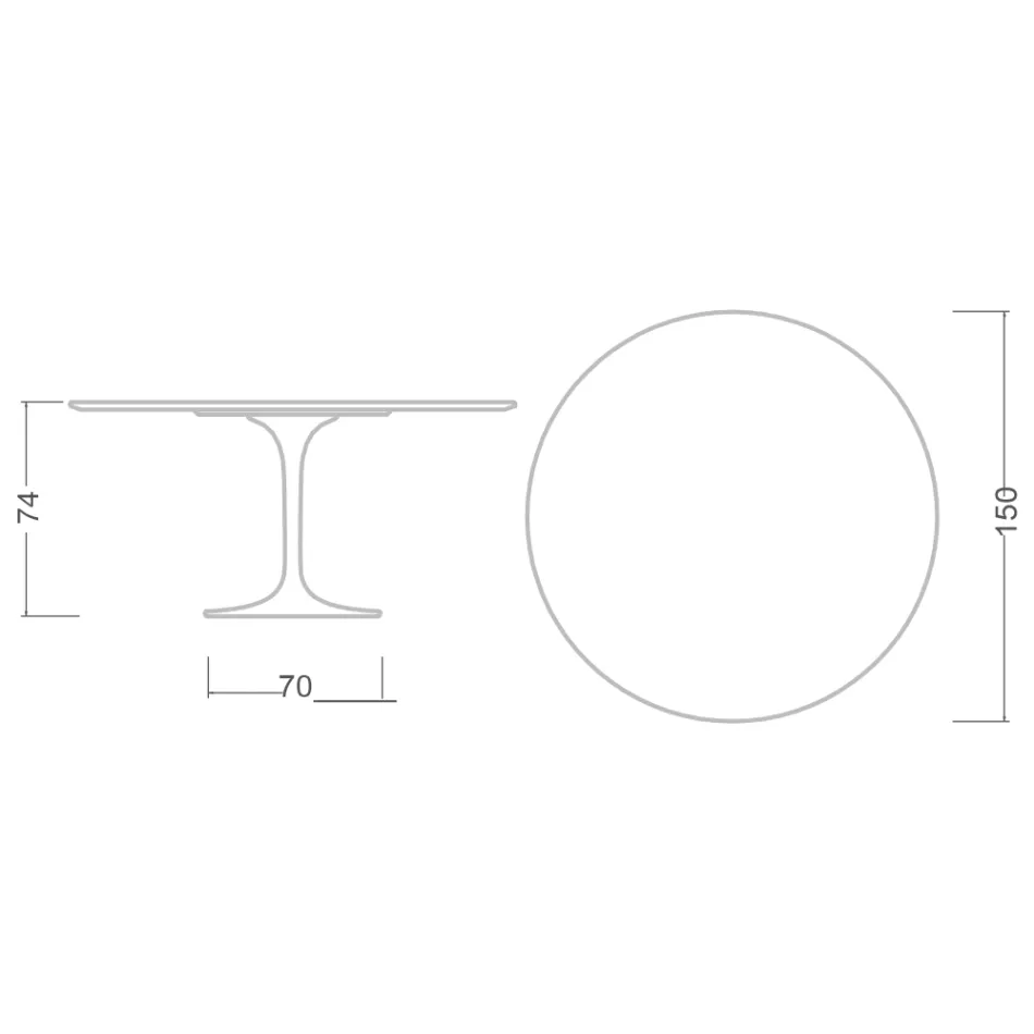 Stůl Eero Saarinen Tulip H 74 s černou deskou z tekutého lamina MDF - Scarlet Viadurini