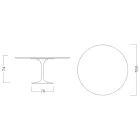 Stůl Eero Saarinen Tulip H 74 s černou deskou z tekutého lamina MDF - Scarlet Viadurini