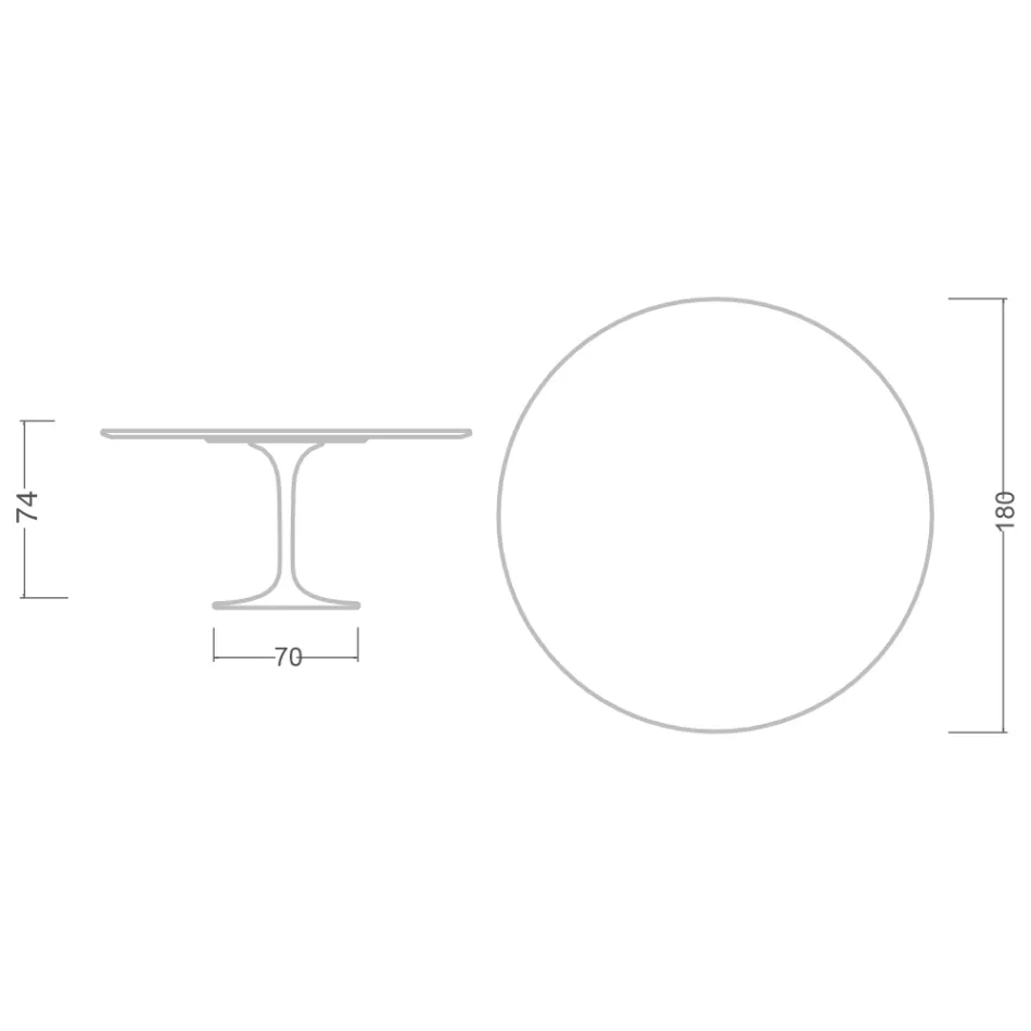 Stůl Eero Saarinen Tulip H 74 s černou deskou z tekutého lamina MDF - Scarlet Viadurini