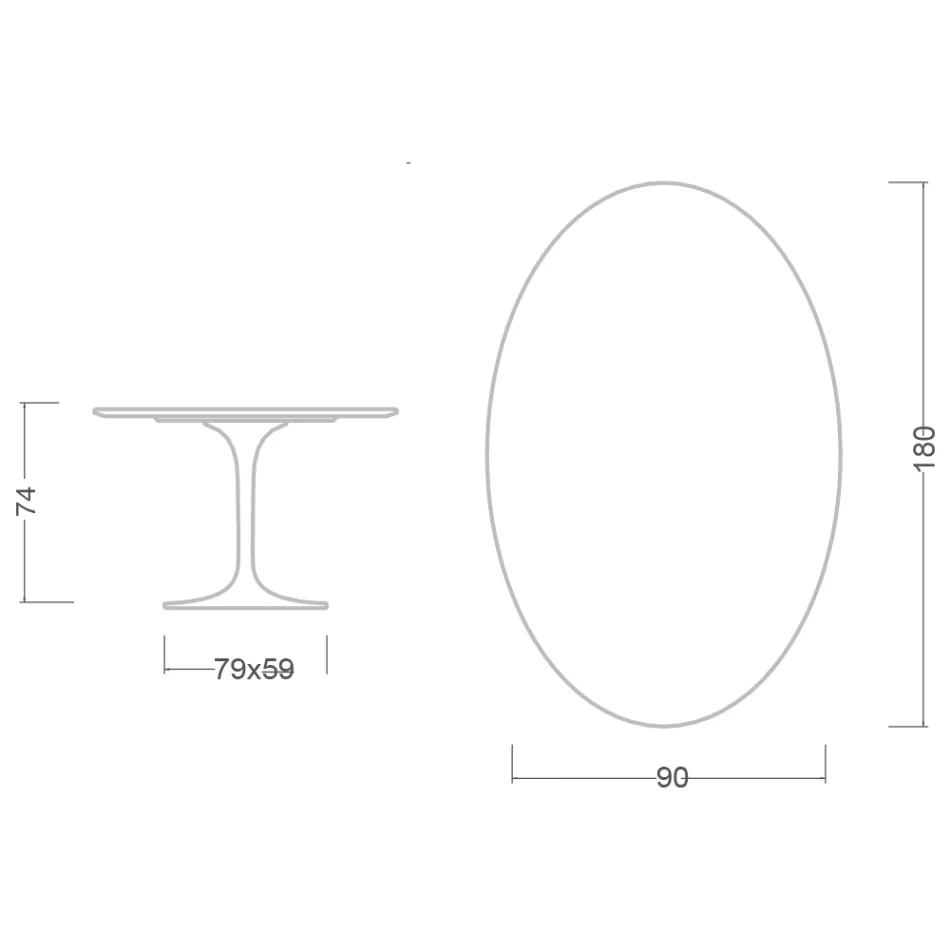 Eero Saarinen Tulip Table H 74 s oválnou deskou z mramoru Arabescato Made in Italy - Scarlet Viadurini