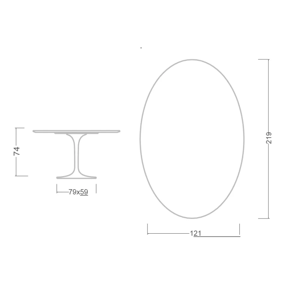 Eero Saarinen Tulip Table H 74 s oválnou deskou z mramoru Arabescato Made in Italy - Scarlet Viadurini