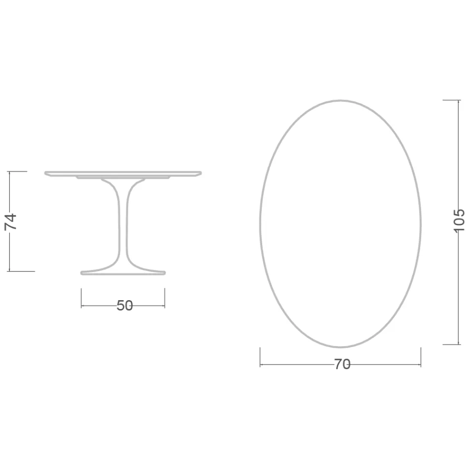 Eero Saarinen Tulip Table H 74 s oválnou deskou z mramoru Arabescato Made in Italy - Scarlet Viadurini
