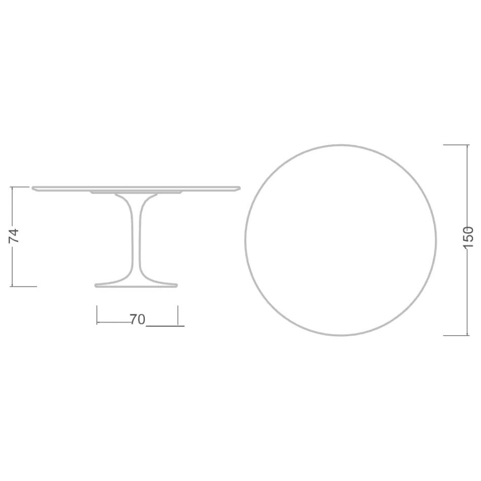 Eero Saarinen Tulipánový stůl H 74 s kulatou deskou z mramoru Carrara Statuarietto - šarlatový Viadurini