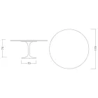 Eero Saarinen Tulipánový stůl H 74 s kulatou deskou z mramoru Carrara Statuarietto - šarlatový Viadurini