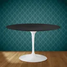 Tulipánový stůl Eero Saarinen H 74 z keramiky Domoos, vyrobený v Itálii - šarlatový Viadurini
