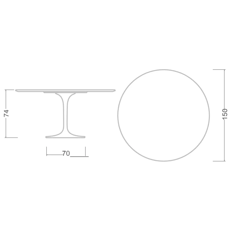 Eero Saarinen Tulip Table H 74 z tmavého mramoru Emperador Made in Italy - Scarlet Viadurini