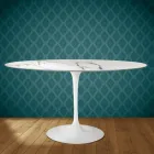 Eero Saarinen Tulip stůl H 74 Oválný v keramické Aura 22 Vyrobeno v Itálii - Scarlet Viadurini
