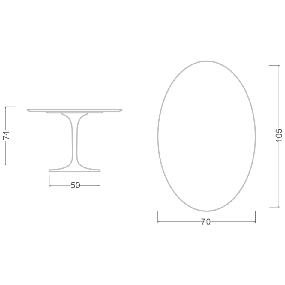 Eero Saarinen Tulip stůl H 74 Oválný v keramické Aura 22 Vyrobeno v Itálii - Scarlet Viadurini