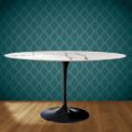 Eero Saarinen Tulip stůl H 74 Oválný v keramické Aura 22 Vyrobeno v Itálii - Scarlet