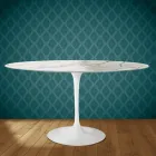 Eero Saarinen Tulip stůl H 74 oválný z lesklé keramiky vyrobený v Itálii - Scarlet Viadurini