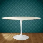Eero Saarinen Tulip stůl H 74 Oválný v keramice Marmorio Vyrobeno v Itálii - Scarlet Viadurini