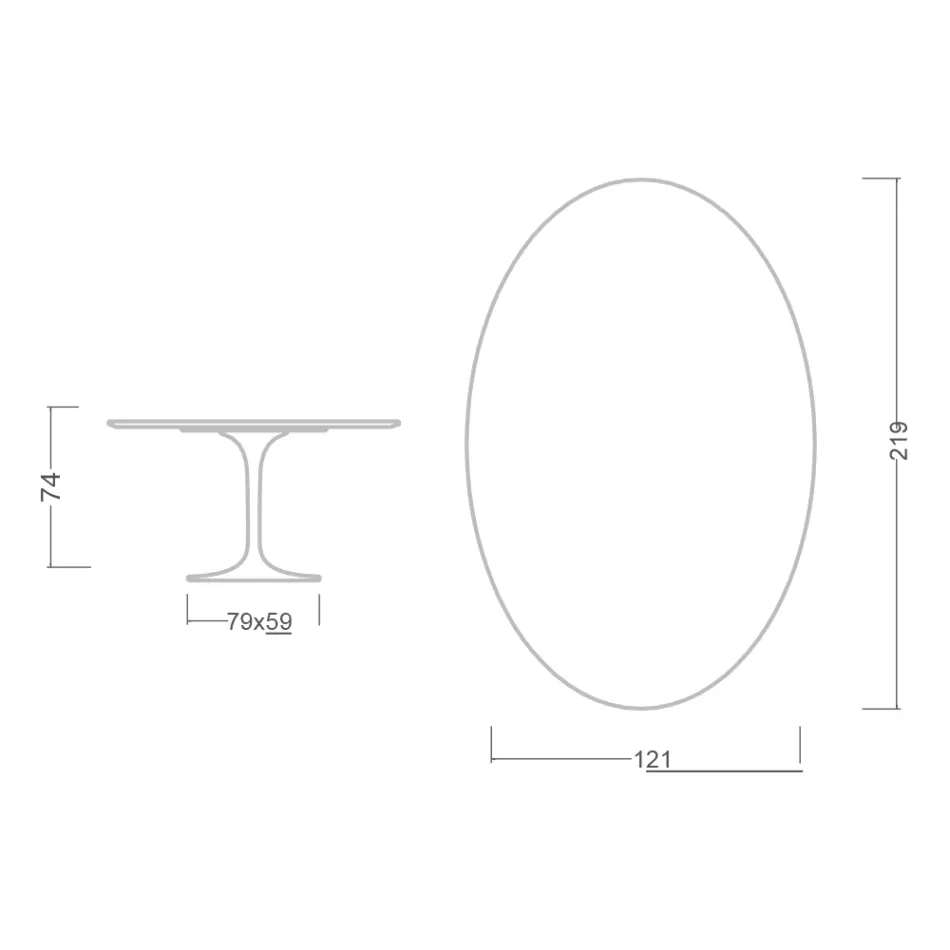 Eero Saarinen Tulip stůl H 74 Oval v keramice Marmorio Vyrobeno v Itálii - Scarlet Viadurini