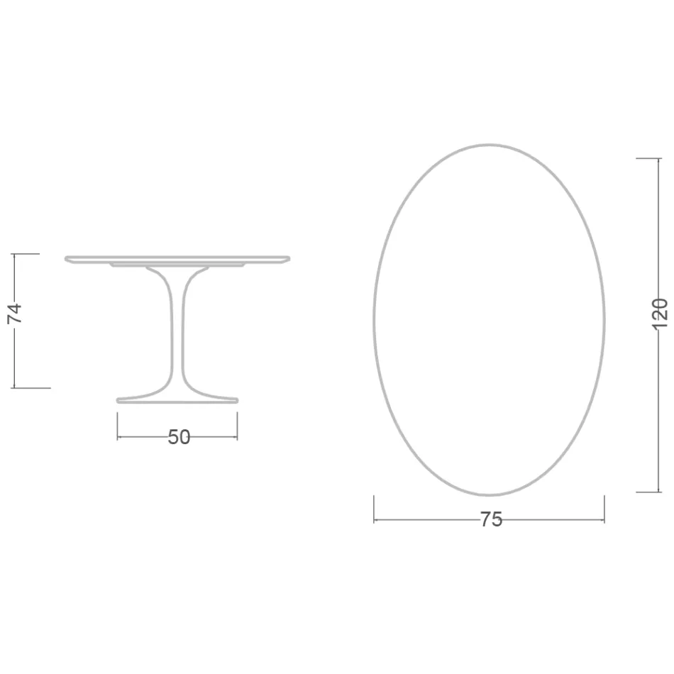 Eero Saarinen Tulip stůl H 74 Oval v keramice Marmorio Vyrobeno v Itálii - Scarlet Viadurini