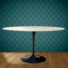 Eero Saarinen Tulip stůl H 74 Oval v keramice Marmorio Vyrobeno v Itálii - Scarlet Viadurini