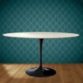 Eero Saarinen Tulip stůl H 74 Oválný v keramice Marmorio Vyrobeno v Itálii - Scarlet