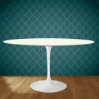 Eero Saarinen Tulip stůl H 74 Oválný z keramiky Moonè Vyrobeno v Itálii - Scarlet Viadurini