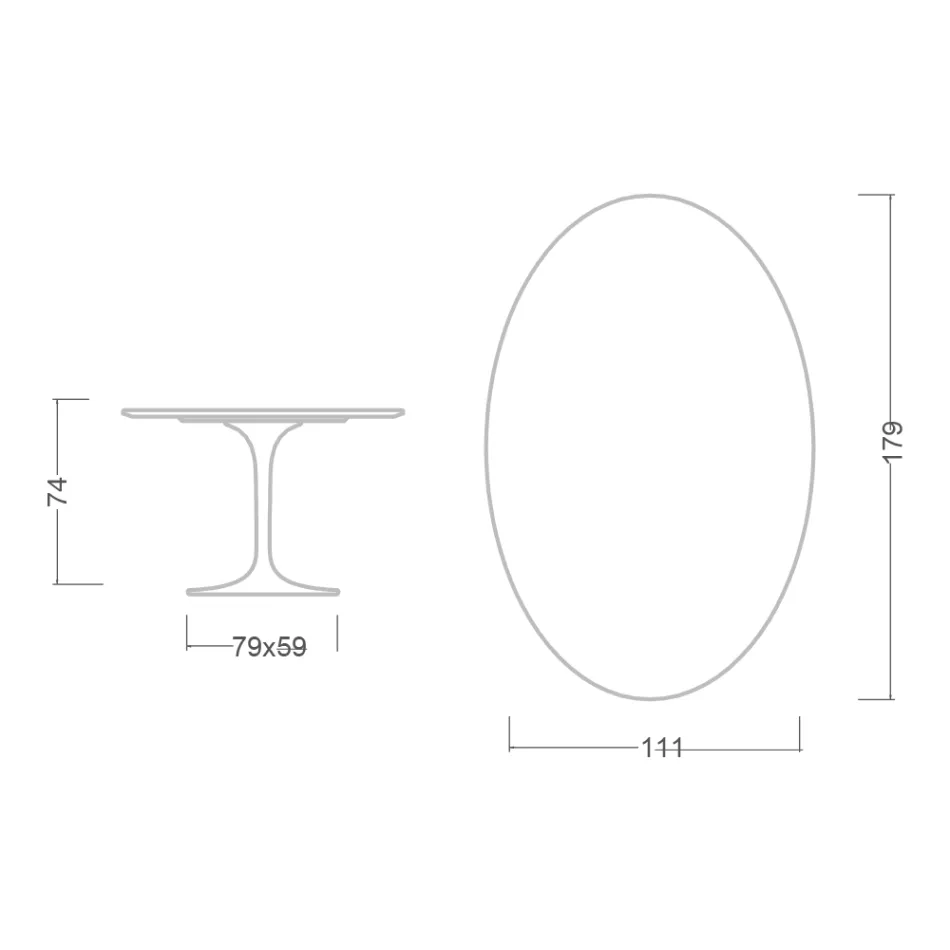 Eero Saarinen Tulip stůl H 74 Oval v keramice Somnia vyrobeno v Itálii - Scarlet Viadurini