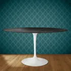 Eero Saarinen Tulip stůl H 74 Oval v keramice Somnia vyrobeno v Itálii - Scarlet Viadurini