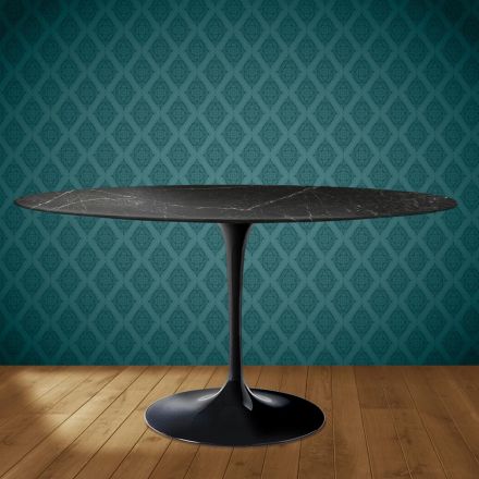 Eero Saarinen Tulip stůl H 74 Oval v keramice Somnia vyrobeno v Itálii - Scarlet Viadurini