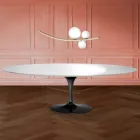 Eero Saarinen Tulip stůl H 74 Oval v tekutém laminátu Vyrobeno v Itálii - Scarlet Viadurini