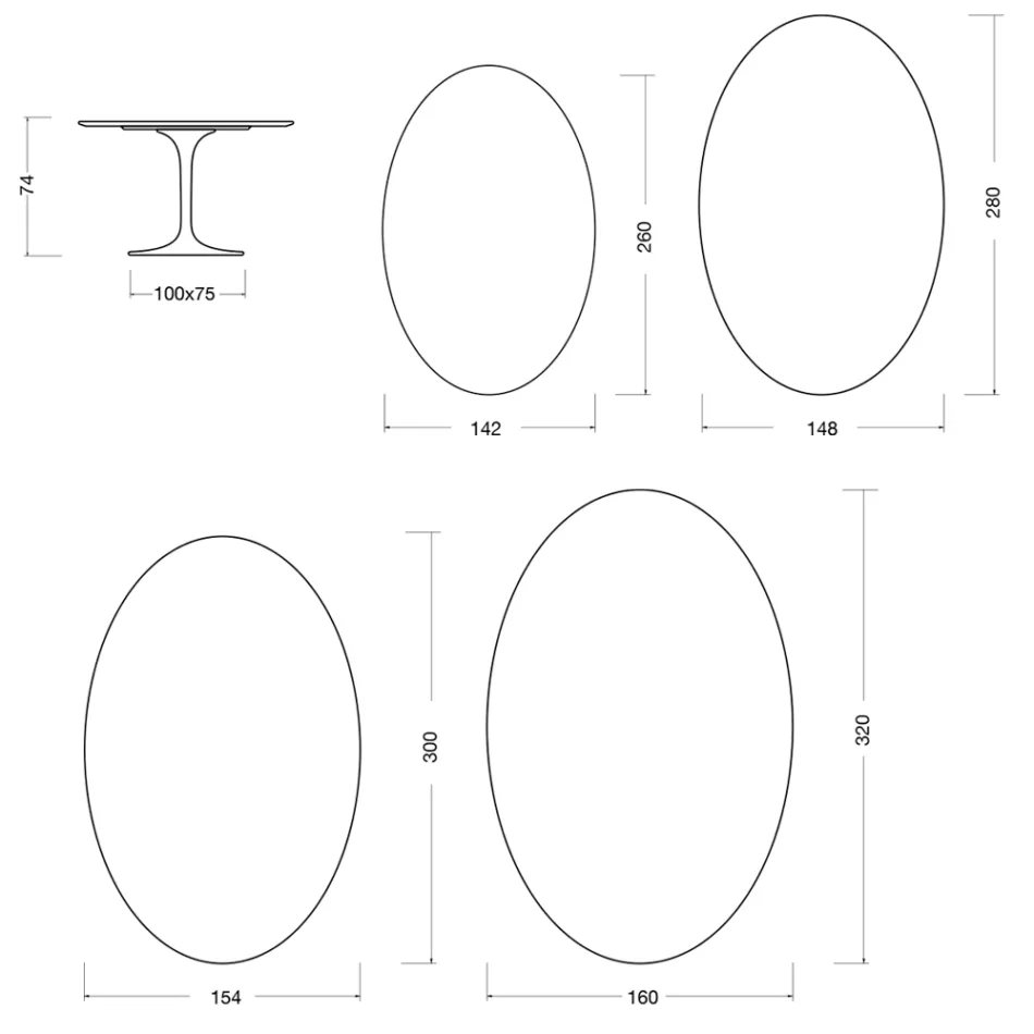 Eero Saarinen Tulip stůl H 74 Oval v tekutém laminátu Vyrobeno v Itálii - Scarlet Viadurini