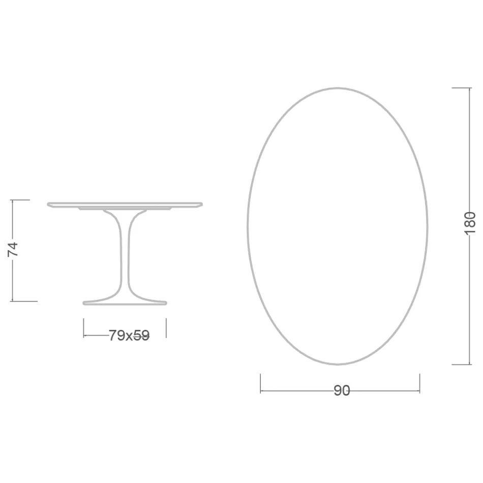 Tulipánový stůl Eero Saarinen H 74 Oval z černého tekutého laminátu Made in Italy - Scarlet Viadurini