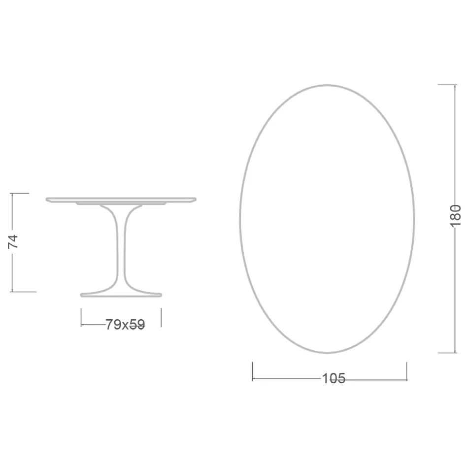 Eero Saarinen H 74 Oválný stůl Tulipán ze zeleného mramoru Alpi Made in Italy - Scarlet Viadurini
