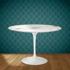 Eero Saarinen Tulip stůl H 74 kulatý v keramické Aura 22 vyrobeno v Itálii - Scarlet Viadurini