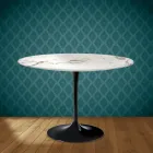 Eero Saarinen Tulip stůl H 74 kulatý v keramické Aura 22 vyrobeno v Itálii - Scarlet Viadurini
